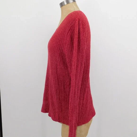 Croft & Barrow Women Red V-Neck Pullover Knitted Sweater Long Sleeve Size XL - Picture 2 of 7
